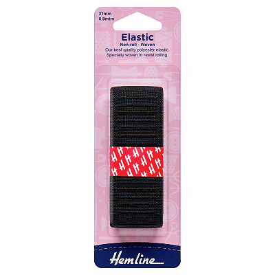 H631.31 Woven Non-Roll Elastic: 0.9m x 31mm: Black 